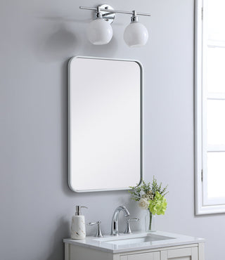 Soft corner metal rectangular mirror 20x30 inch in White