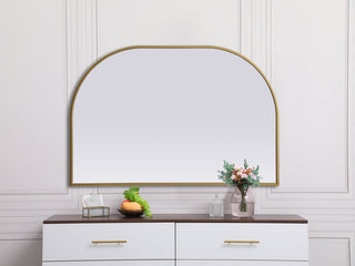 Metal Frame Arch Mirror 36x24 Inch in Brass