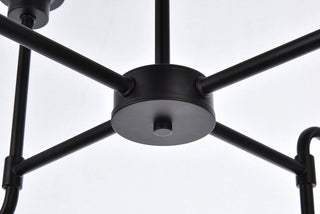 Hanson 8 lights pendant in black with clear shade