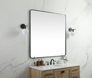 Soft corner metal square mirror 48x48 inch in Black