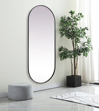 Metal Frame Oval Mirror 30x72 Inch in Black