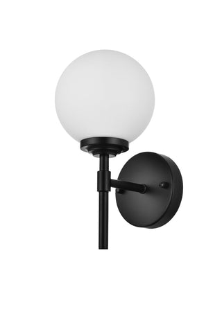 Ansley 1 light Black and frosted white Bath Sconce