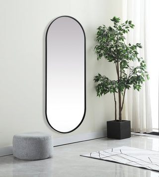 Metal Frame Oval Mirror 24x60 Inch in Black