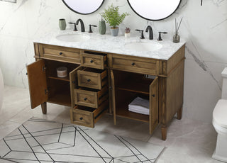 60 inch double bathroom vanity in driftwood