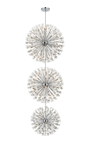 Vera 50 inch three tiers crystal starburst chandelier in chrome