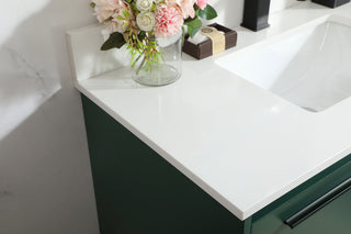 36 inch Single bathroom vanity in green with backsplash