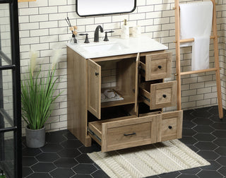 32 inch Single bathroom vanity in natural oak