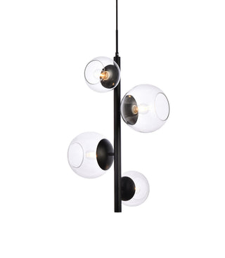 Wells 18 inch pendant in black with clear shade