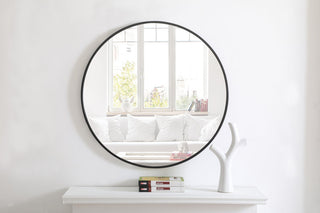 Metal frame Round Mirror 32 inch Black finish