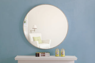 Metal frame Round Mirror 32 inch Silver finish