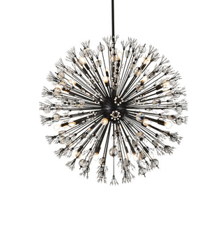 Vera 44 inch crystal starburst round pendant in black