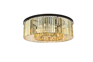 Sydney 10 light Matte Black Flush Mount Golden Teak (Smoky) Royal Cut Crystal