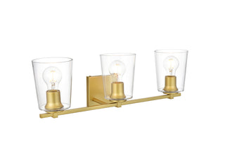 Kacey 3 light Brass and Clear Bath Sconce