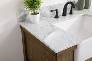 36 inch Single bathroom vanity in driftwood with backsplash