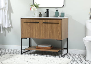 40 inch Single bathroom vanity in walnut brown