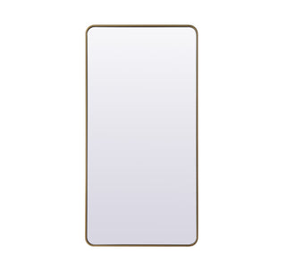 Soft Corner Metal Rectangle Full Length Mirror 30x60 Inch in Brass