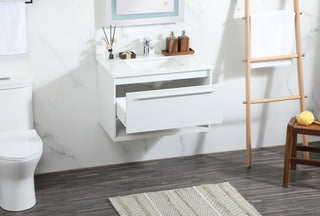 30 inch Single bathroom vanity in white with backsplash