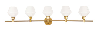 Gene 5 light Brass and Frosted white glass Wall sconce