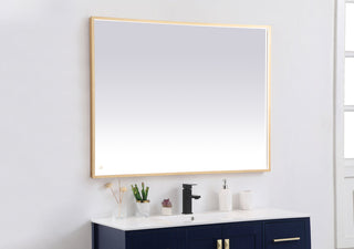 Pier 36x48 inch LED mirror with adjustable color temperature 3000K/4200K/6400K in brass