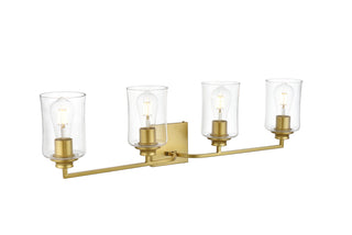 Ronnie 4 light Brass and Clear Bath Sconce