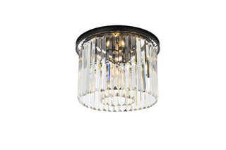 Sydney 6 light Matte Black Flush Mount Clear Royal Cut Crystal