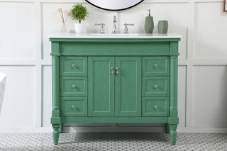 42 inch Single Bathroom vanity in vintage mint with ivory white engineered marble