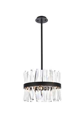 Serephina 16 inch crystal round pendant light in black