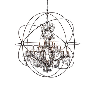 Geneva 25 light Dark Bronze Chandelier Silver Shade (Grey) Royal Cut crystal