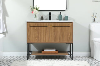 40 inch Single bathroom vanity in walnut brown