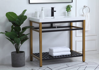 36 inch Single Bathroom Metal Vanity in Golden Black