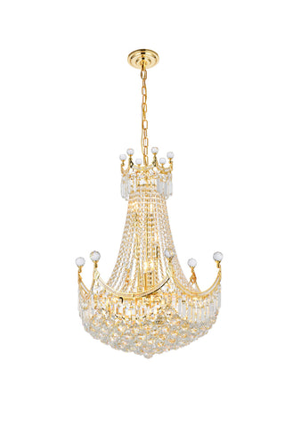 Corona 15 light Gold Chandelier Clear Royal Cut Crystal