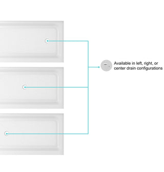 60x32 inch Single threshold shower tray left drain in glossy white
