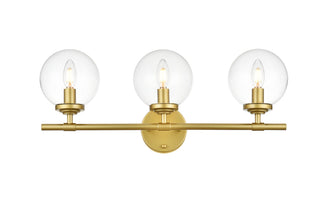 Ingrid 3 light Brass and Clear Bath Sconce