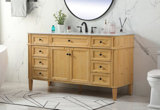 60 inch Single bathroom vanity in natural wood