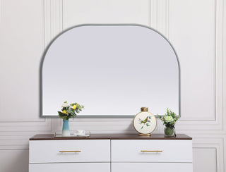 Metal Frame Arch Mirror 36x24 Inch in Silver