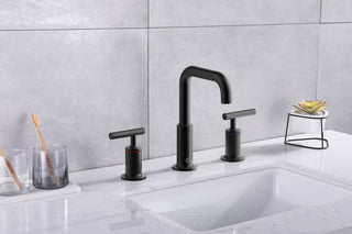 Tobias 8 inch Widespread Double Handle Bathroom Faucet in Matte Black