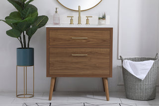 30 inch bathroom Vanity in Walnut Brown with Backsplash