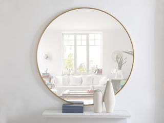 Metal frame Round Mirror 48 inch Brass finish