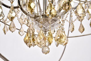 Geneva 25 light polished nickel Chandelier Golden Teak (Smoky) Royal Cut crystal