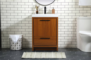 24 inch Single bathroom vanity in Teak