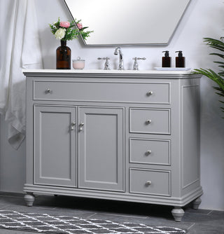 42 inch Single Bathroom vanity in light grey with ivory white engineered marble