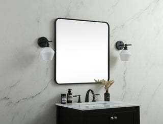 Soft corner metal square mirror 30x30 inch in Black