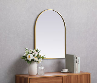 Metal Frame Arch Mirror 24x30 Inch in Brass