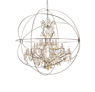 Geneva 25 light polished nickel Chandelier Golden Teak (Smoky) Royal Cut crystal