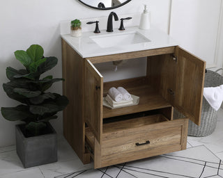 30 inch Single Bathroom Vanity in Natural oak with Backsplash