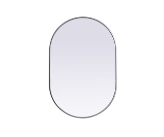 Metal Frame Oval Mirror 24x36 Inch in Silver