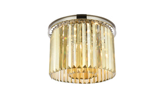 Sydney 6 light polished nickel Flush Mount Golden Teak (Smoky) Royal Cut Crystal