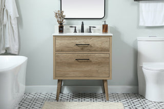 30 inch Single bathroom vanity in natural oak with backsplash