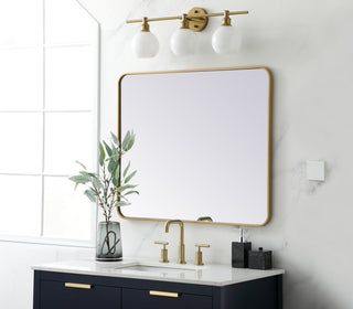 Soft corner metal rectangular mirror 30x36 inch in Brass