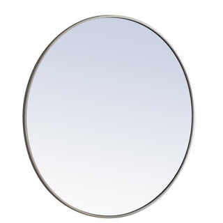 Metal frame Round Mirror 36 inch Silver finish